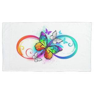 Funda De Cojín Infinidad brillante con la mariposa arcoiris