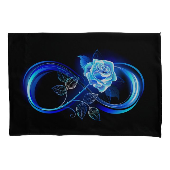 Funda De Cojín Infinito brillante con rosa azul (Anverso)