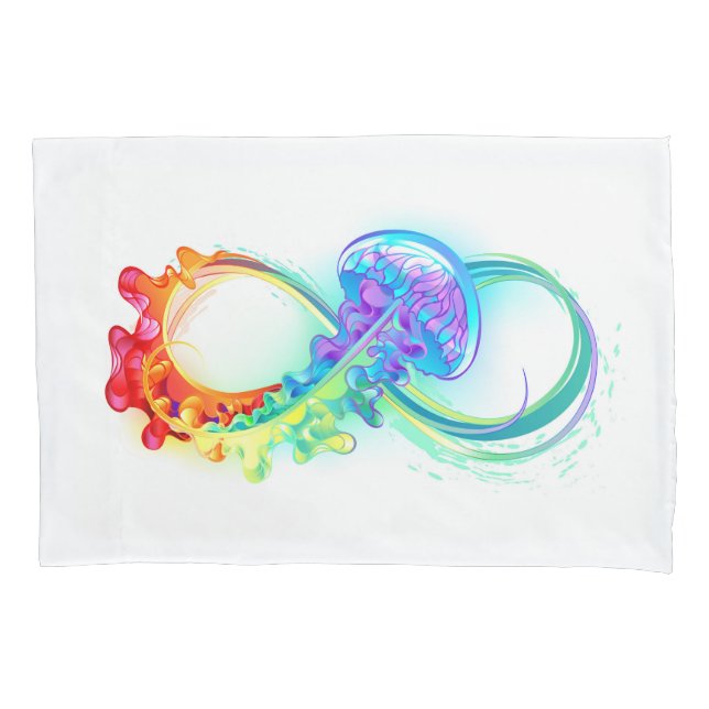 Funda De Cojín Infinity with Rainbow Jellyfish (Anverso)