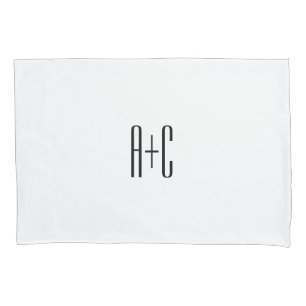 Funda De Cojín Iniciales elegantes de parejas modernas Blanco y