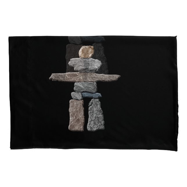 Funda De Cojín Inukshuk Inuit Stones Nativo Camiseta Estadouniden (Anverso)