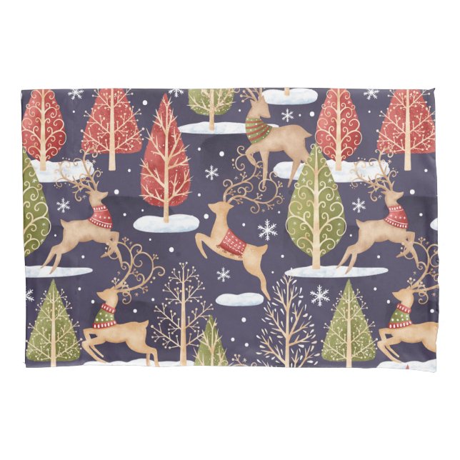 Funda De Cojín Invierno de los renos singulares de Woodland (Anverso)
