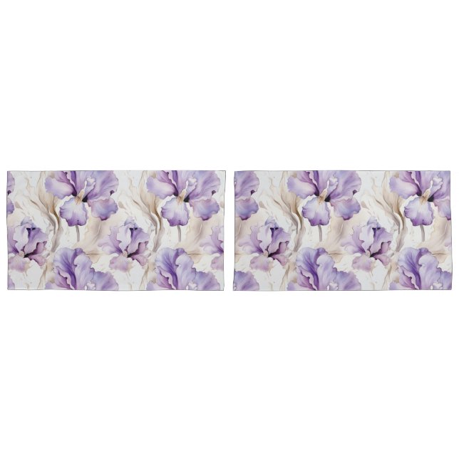 Funda De Cojín Iris Floral Morado Romántico   (Anverso - Set)