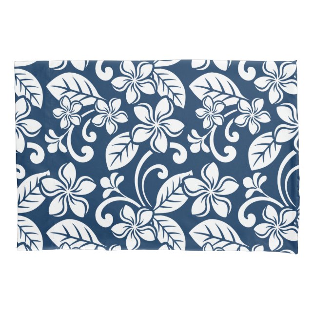 FUNDA DE COJÍN ISLAND PLUMERIA (NAVY BLUE) (Anverso-izquierdo)