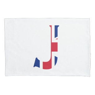 Funda De Cojín J Monograma sobrepuesto en el pcnt de bandera de l