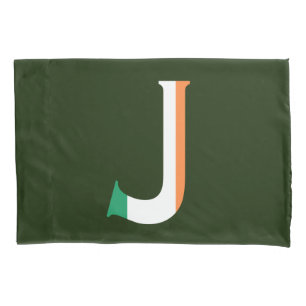 Funda De Cojín J Monograma sobrepuesto en pcnt de bandera irlande