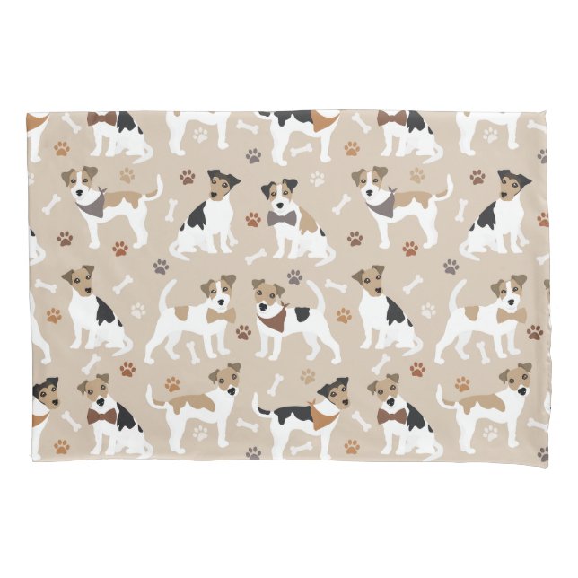 Funda De Cojín Jack Russell Terrier Paws and Bones (Anverso)