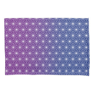 Funda De Cojín Japonés Asanoha Impresión tradicional Azul y Pú