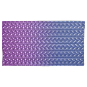 Funda De Cojín Japonés Asanoha Impresión tradicional Azul y Pú
