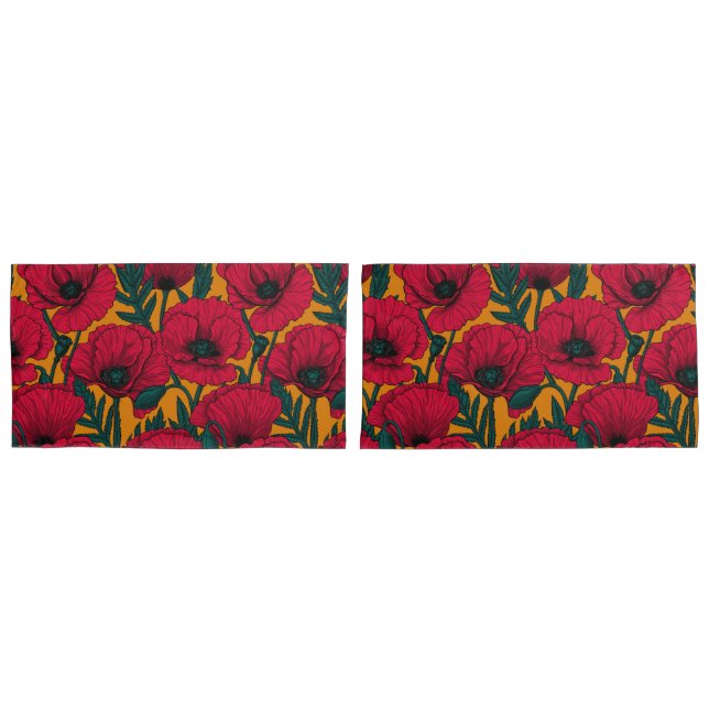 Funda De Cojín Jardín de amapola roja (Anverso - Set)