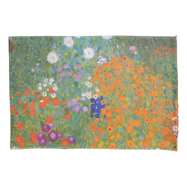 Funda De Cojín Jardín de flores por Gustav Klimt (Anverso)