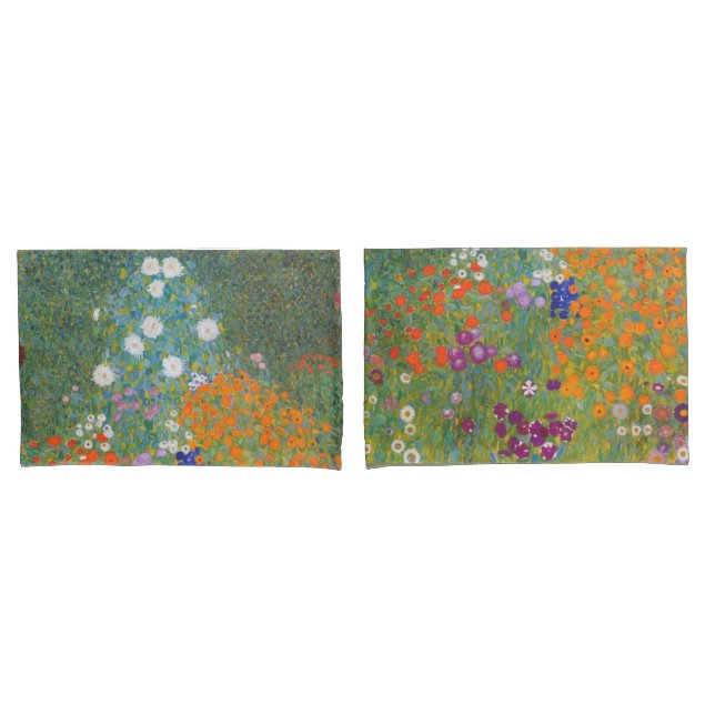 Funda De Cojín Jardín de flores (por Gustav Klimt) (Anverso - Set)
