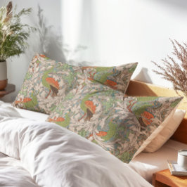 Funda De Cojín Jardín de pavos reales en verde naranja beige