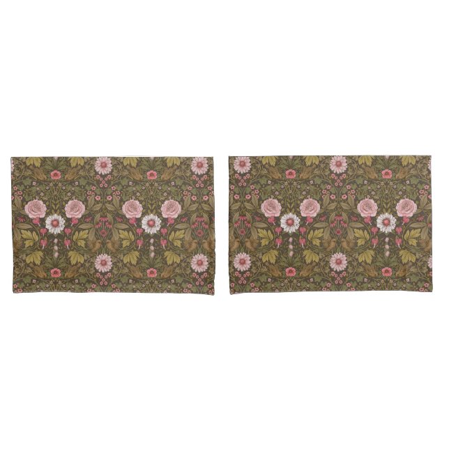 Funda De Cojín Jardín salvaje sobre café marrón (Anverso - Set)