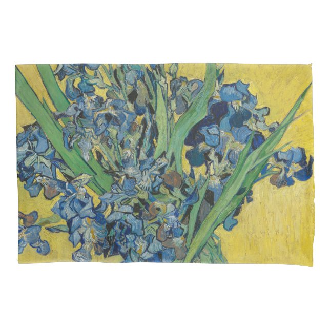 Funda De Cojín Jarrón Van Gogh con Iris Clasicismo Impresionista (Anverso)