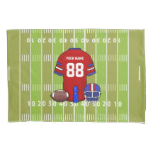 Jersey rojo y azul personalizado en el campo