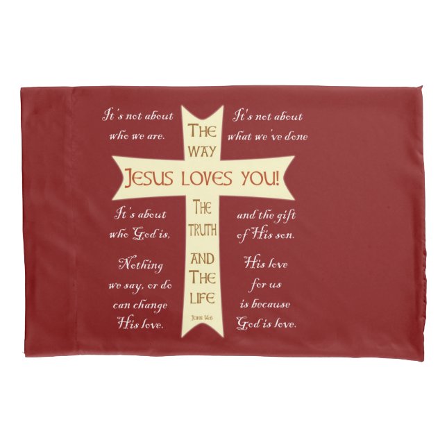Funda De Cojín Jesús Te Ama - Pillowcase Rojo (Anverso)