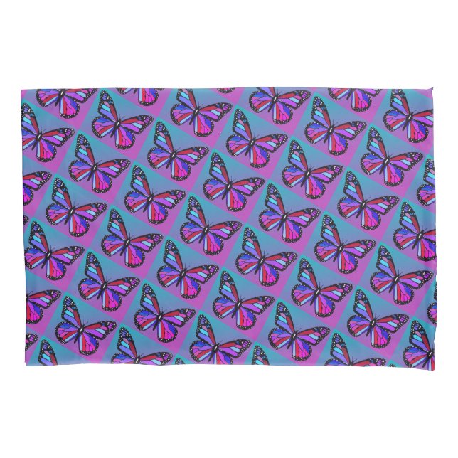 Funda De Cojín Jewel Butterflies in Purple and Blue Pattern (Anverso-izquierdo)