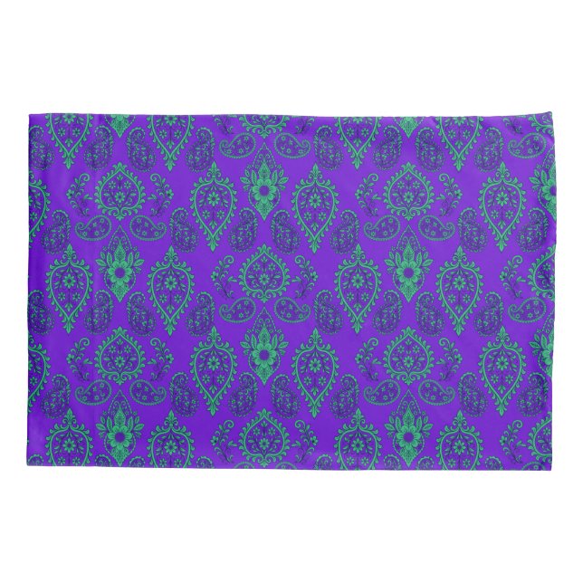 Funda De Cojín Jewel-Tone Ornate Paisley Design (Reverso)