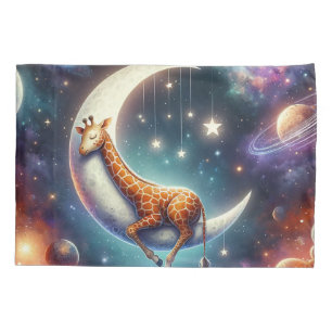 Funda De Cojín Jirafa Bebé Celestial Durmiendo en la Luna y las E