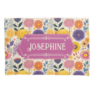 Funda De Cojín Josephine Colorful Purple and Yellow Modern Floral