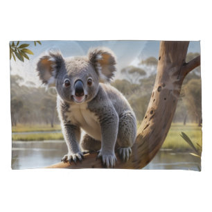 Funda De Cojín Joven Koala en un lago