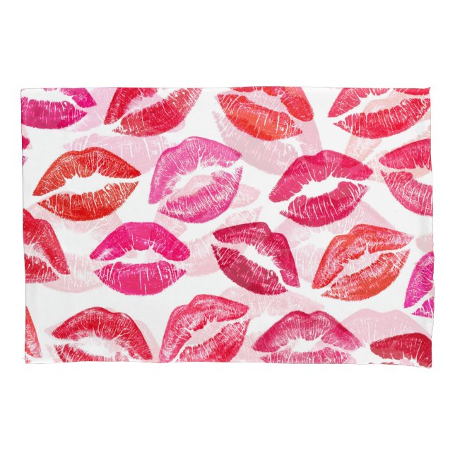 Funda De Cojín Juego de labios rojos, fondo blanco. (Anverso)