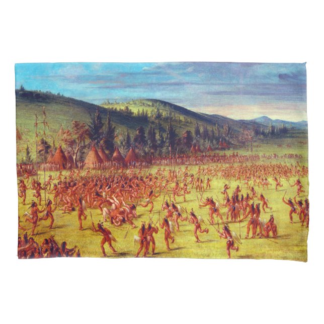Funda De Cojín Juego de pelotas de George Catlin de Choctaw Ball  (Anverso)