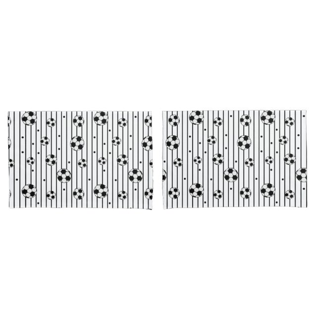 Funda De Cojín Jugador de fútbol negro y blanco (Anverso - Set)