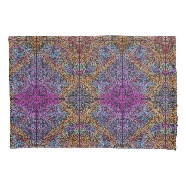 Funda De Cojín Kaleidoscope arcoiris Mandala (Anverso)