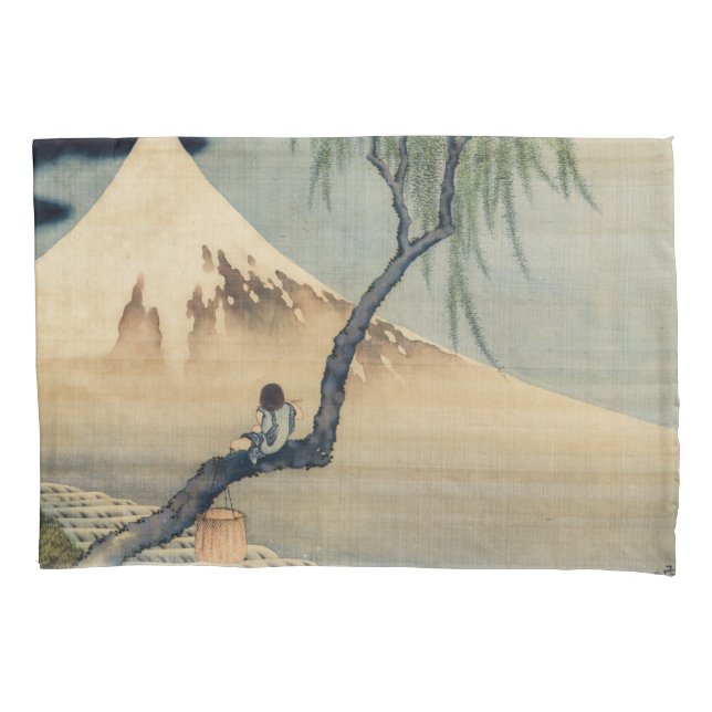 Funda De Cojín Katsushika Hokusai - Muchacho viendo el Monte Fuji (Anverso)