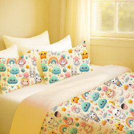 Funda De Cojín Kawaii Bunny Pastel Whimsical Nursery Pillowcase