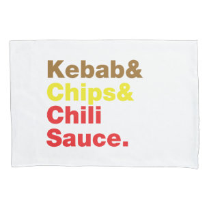 Funda De Cojín Kebab, Chips y Salsa de Chili.