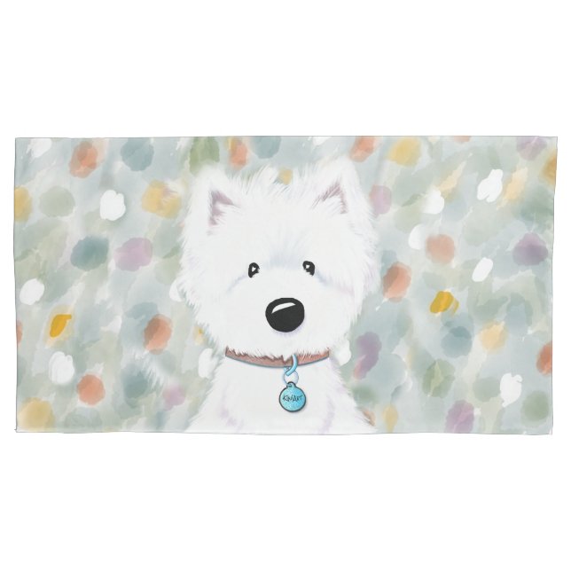 Funda de cojín KiniArt Westie Impressions (Anverso-izquierdo)