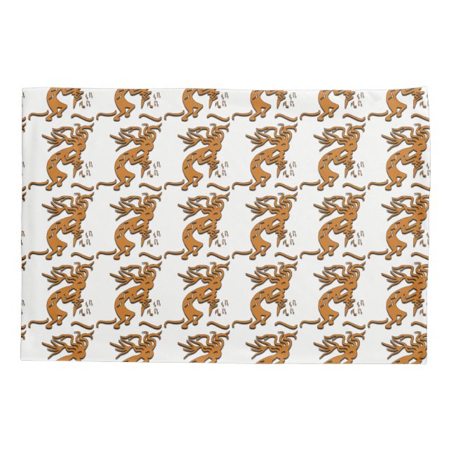 Funda De Cojín Kokopelli con notas musicales a la derecha (Reverso)