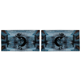 Funda De Cojín Kokopelli Southwest Desert Mosaic Blue King Set