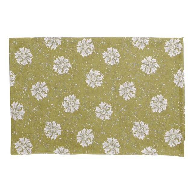 Funda De Cojín L Biofílico verde flor de Marigold William Morris (Anverso)