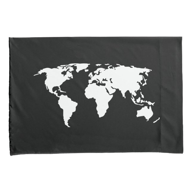 Funda De Cojín La aventura aguarda el mapa del mundo verde, negro (Anverso-Derecho)