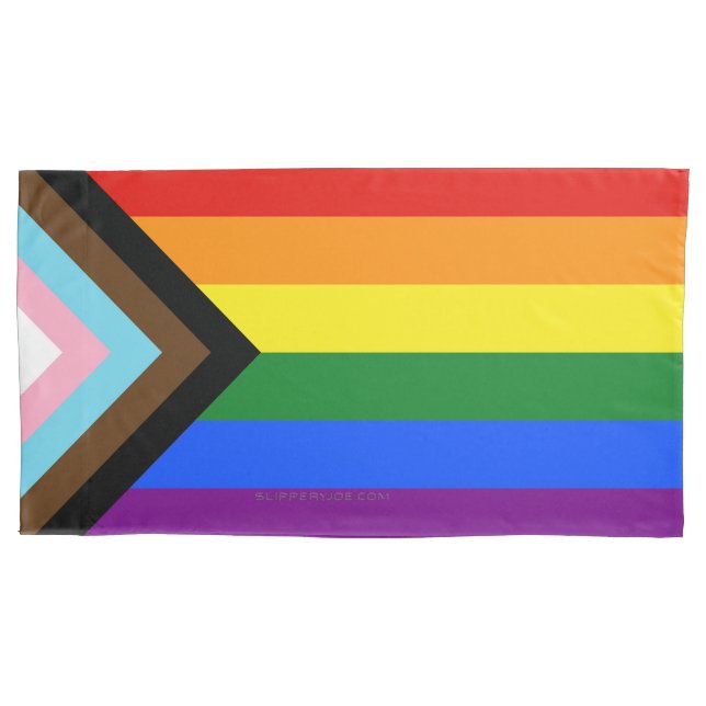 Funda De Cojín La bandera del orgullo progresista de SlipperyJoe' (Anverso)