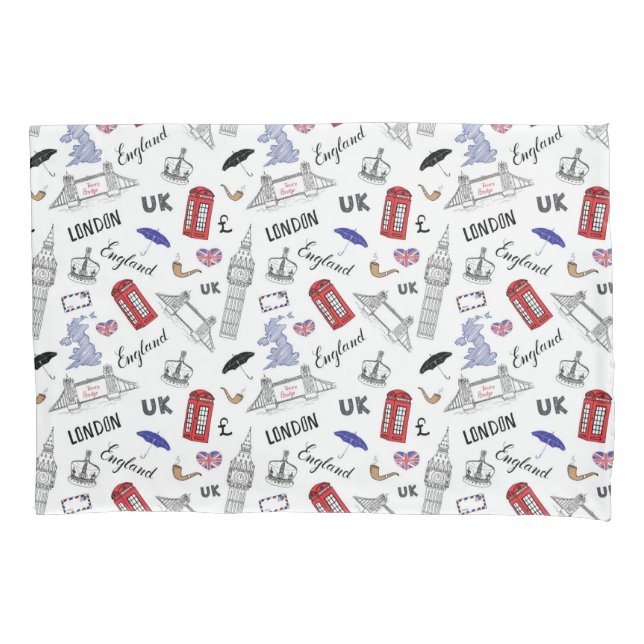 Funda De Cojín La ciudad de Londres Doodles el modelo (Anverso-izquierdo)