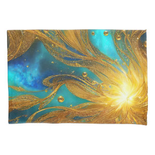 Funda De Cojín La elegante ráfaga de oro azul