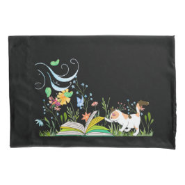 Funda De Cojín La lectura kitty en el jardín