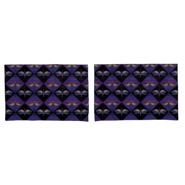 Funda De Cojín La libélula en morado y negro (Anverso - Set)
