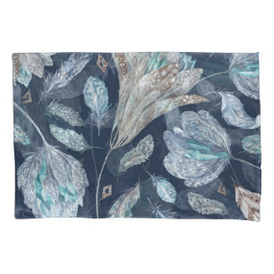 Funda De Cojín La Moda Boho contiene flores: color de agua azul o