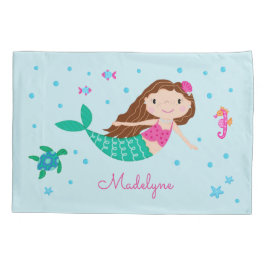 Funda De Cojín La Sirenita Bajo El Mar Azul Personalizado