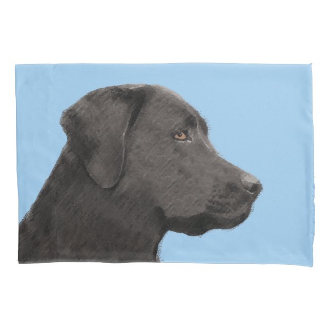 Funda De Cojín Labrador recuperar pintura negra original de perro (Anverso)