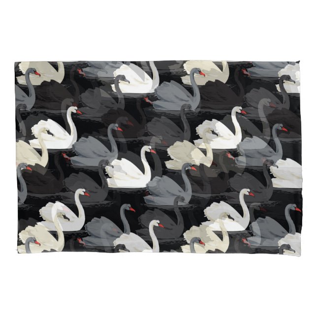 Funda De Cojín Lago Cisne Vintage: Patrón Monotone. (Anverso)