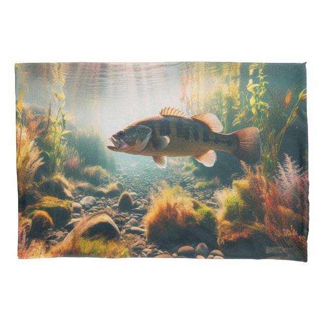 Funda De Cojín Lámina de boca grande subacuosa (Anverso)