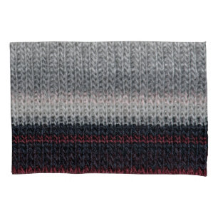 Funda De Cojín Lana de punto: rayas rojas, blancas.