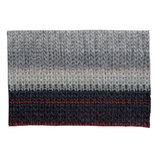 Funda De Cojín Lana de punto: rayas rojas, blancas.